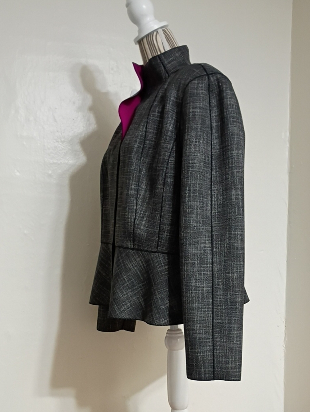 Lafayette 148 New York Amanda Peplum Hem Snap Button Blazer Jacket Size 18 - Picture 4 of 14